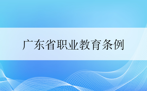 广东省职业教育条例